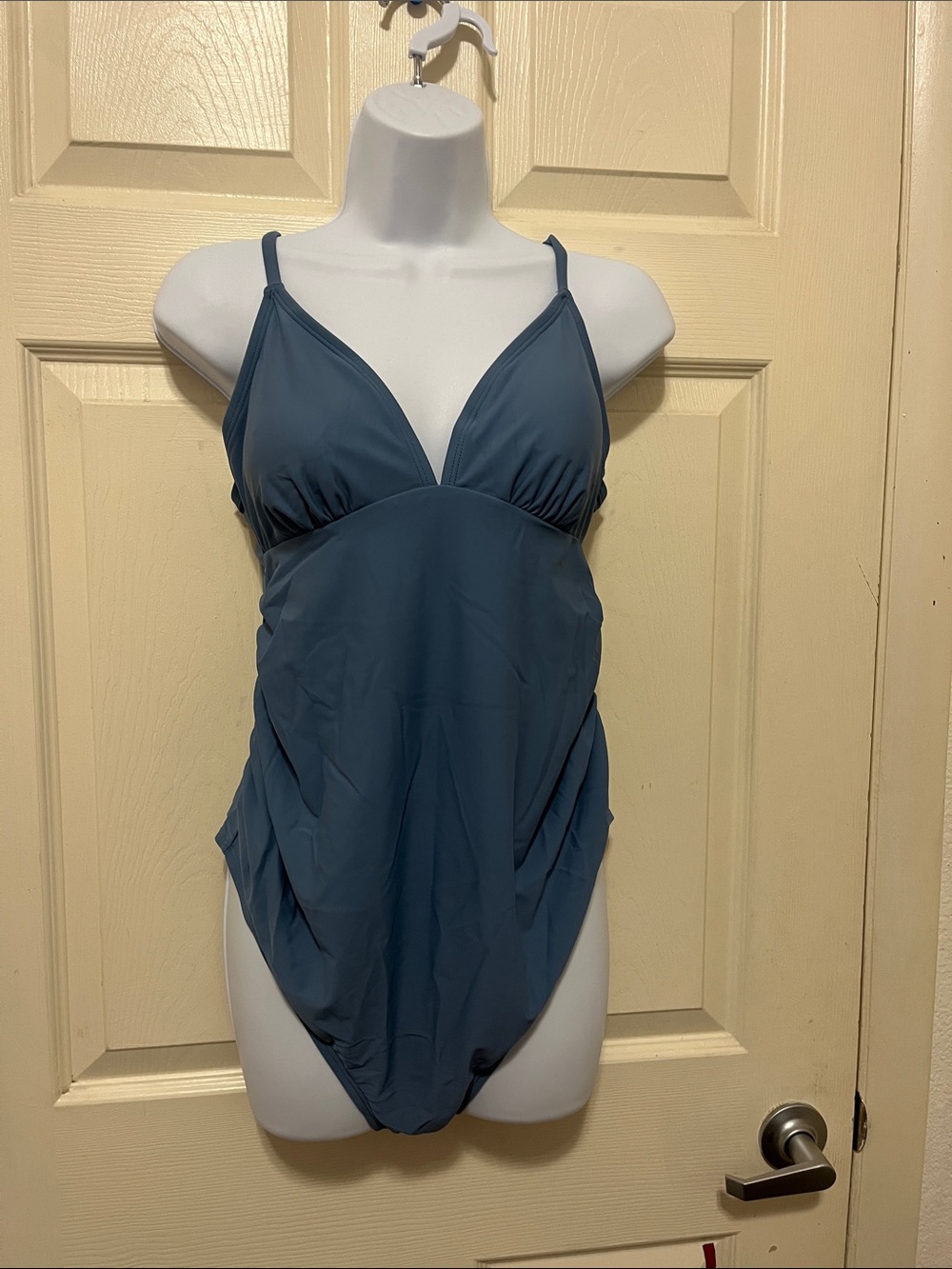 Cupshe Slate Blue One-Piece Swimsuit with Adjustable Straps